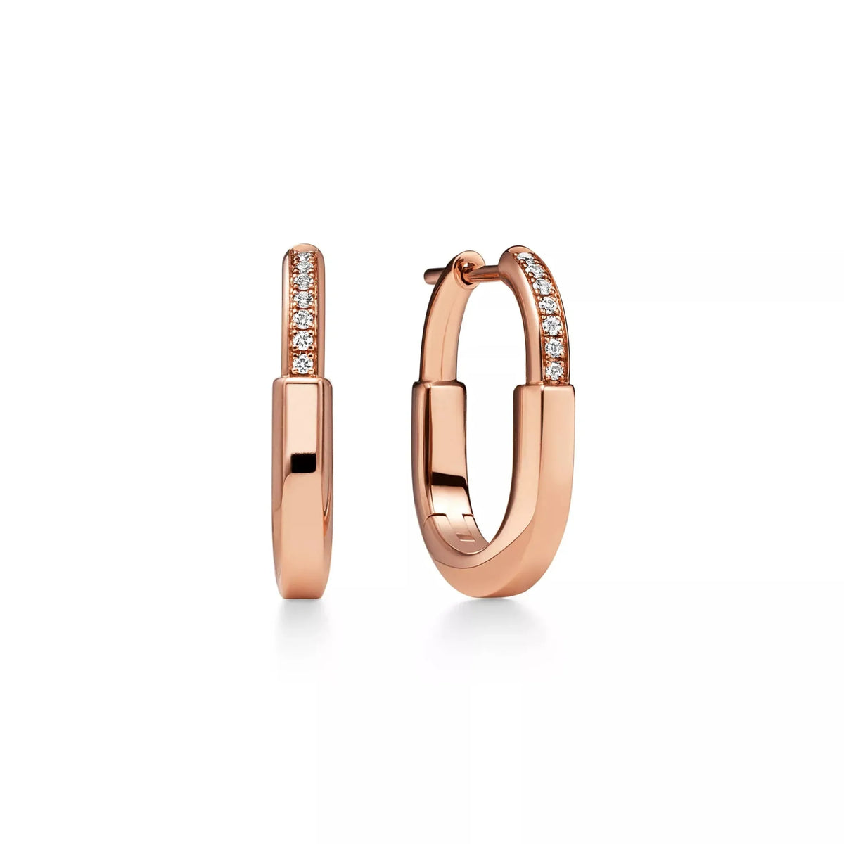 Lock Pavé Elongated Hoop Earrings