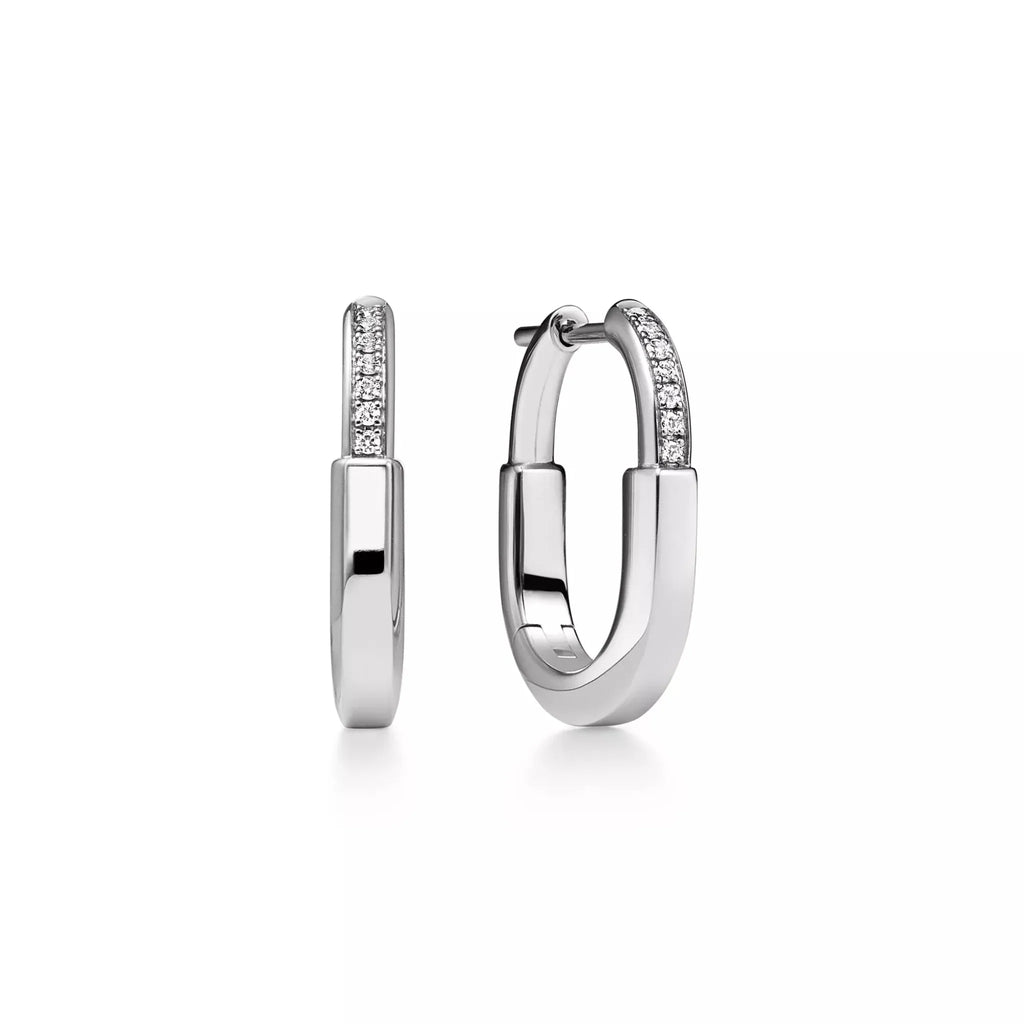 Lock Pavé Elongated Hoop Earrings