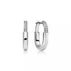 Lock Pavé Elongated Hoop Earrings