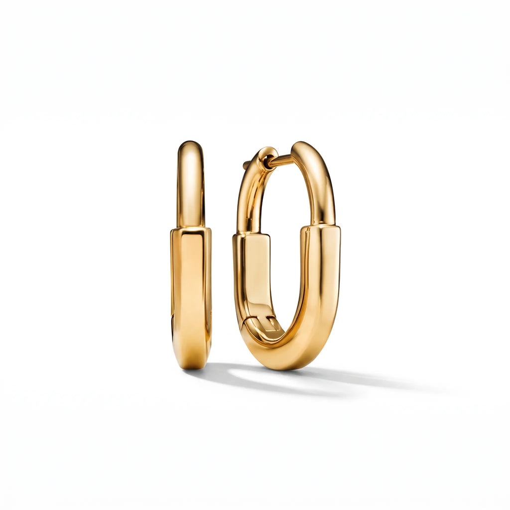 Lock Petite Polished Oval Hoop Earrings