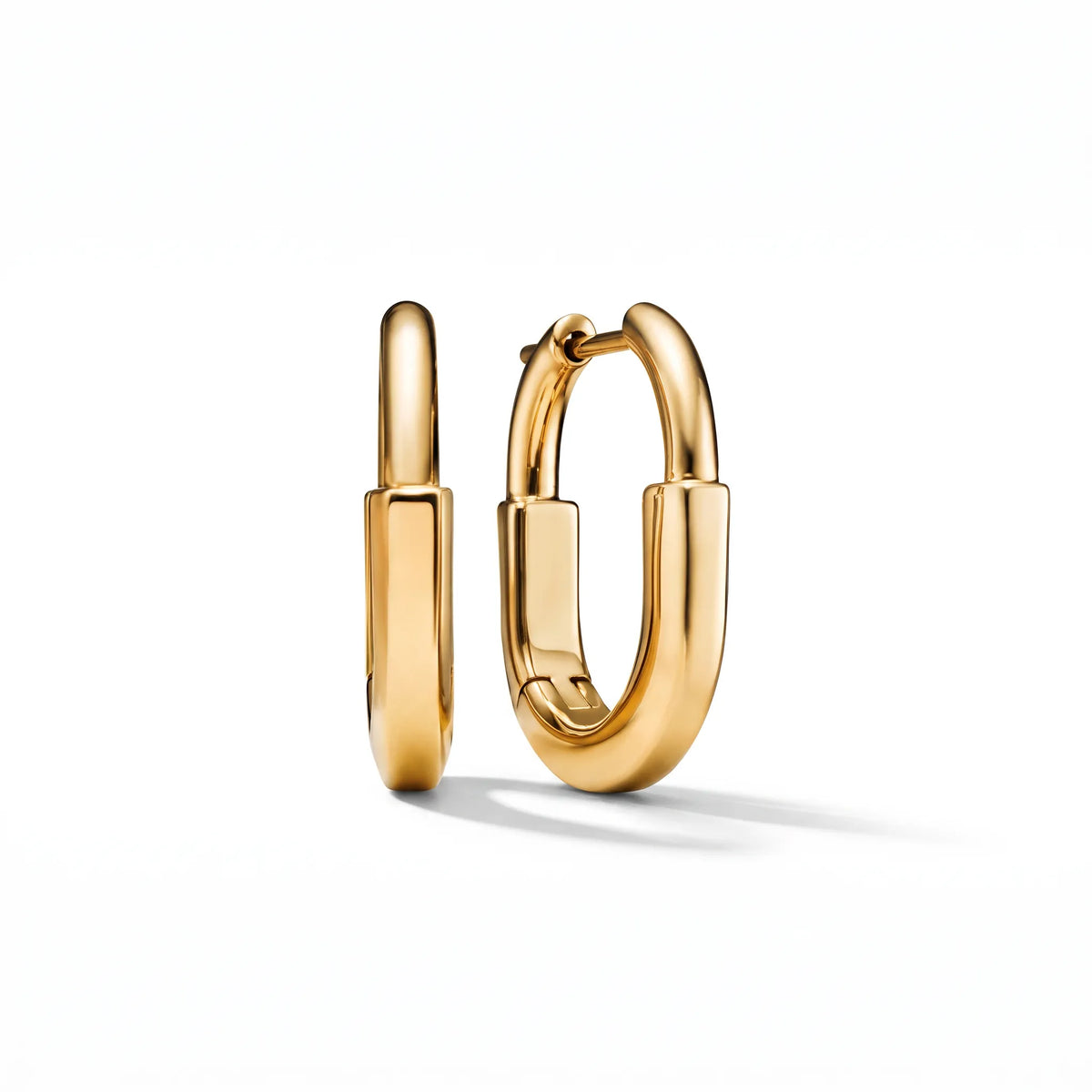 Lock Petite Polished Oval Hoop Earrings