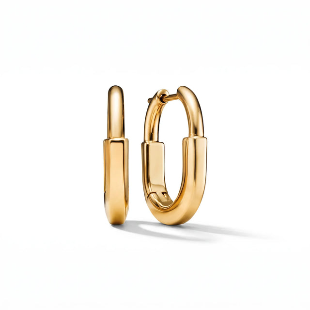 Lock Petite Polished Oval Hoop Earrings
