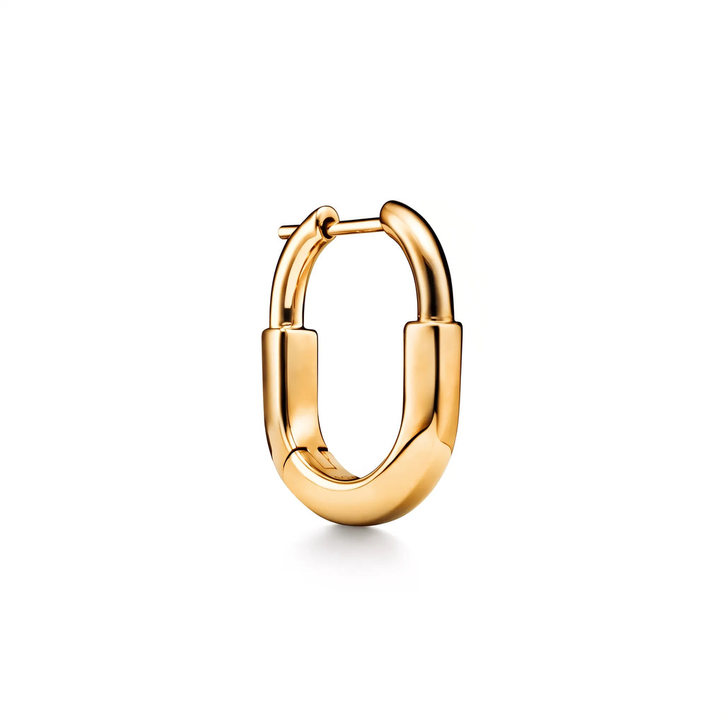 Lock Petite Polished Oval Hoop Earrings