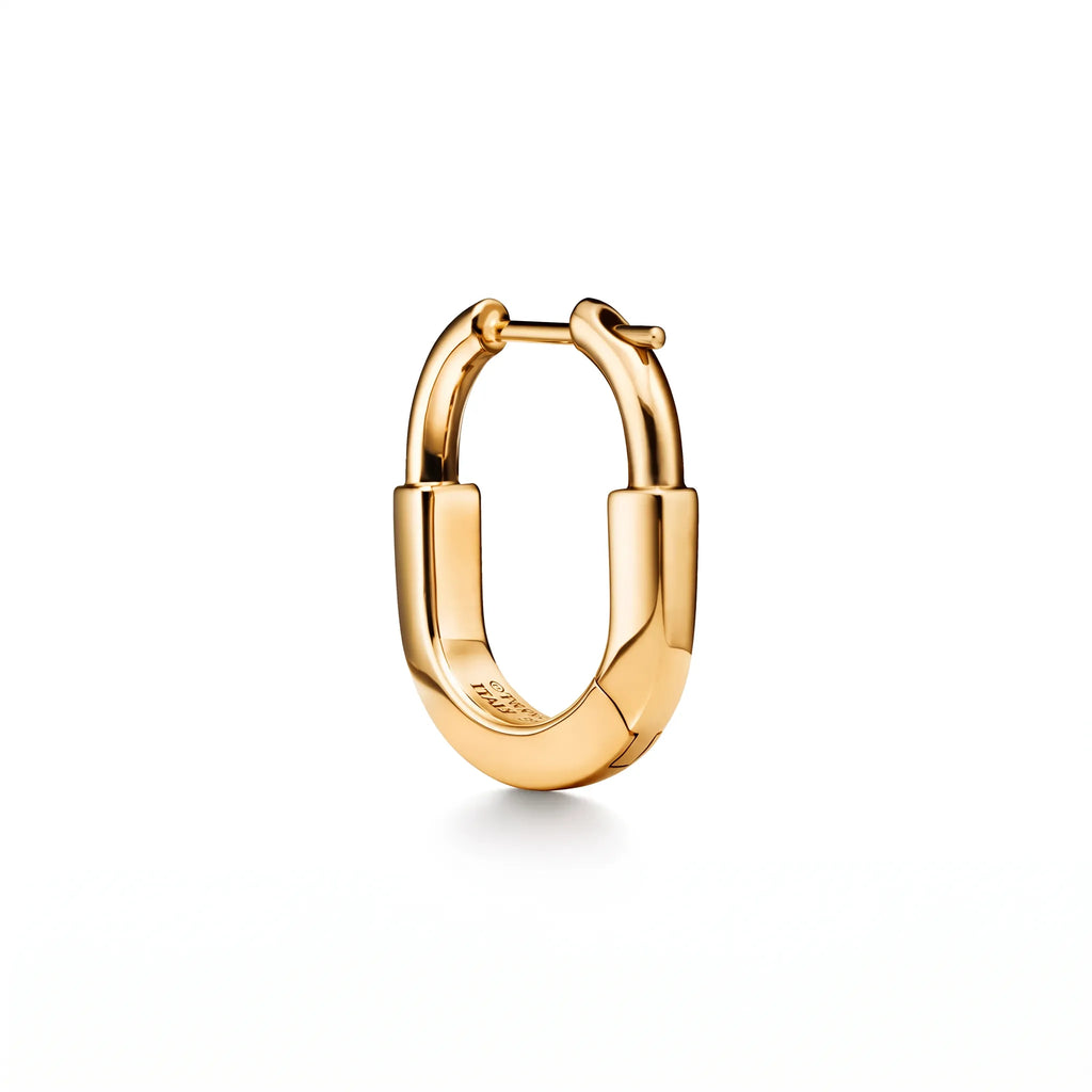 Lock Petite Polished Oval Hoop Earrings