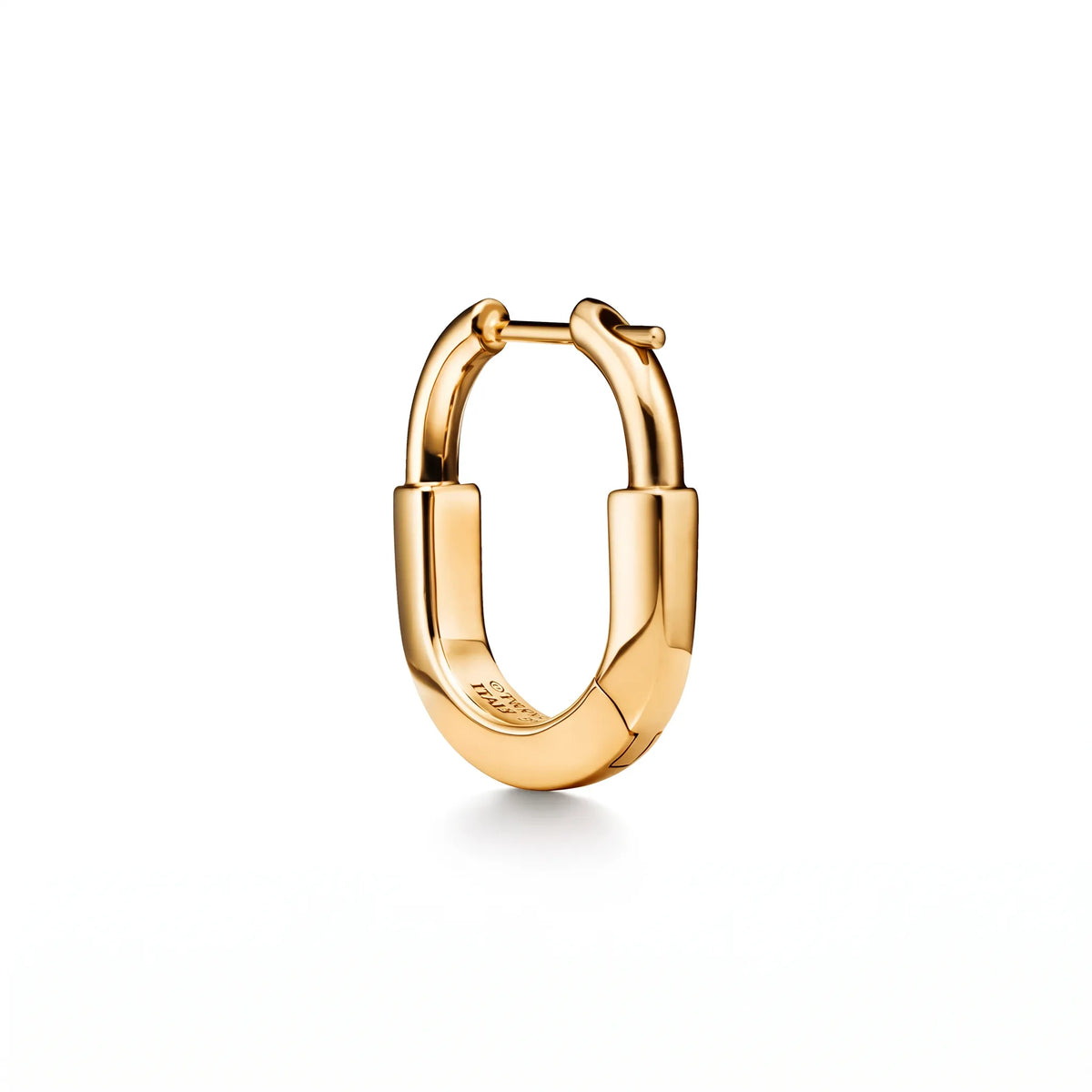 Lock Petite Polished Oval Hoop Earrings