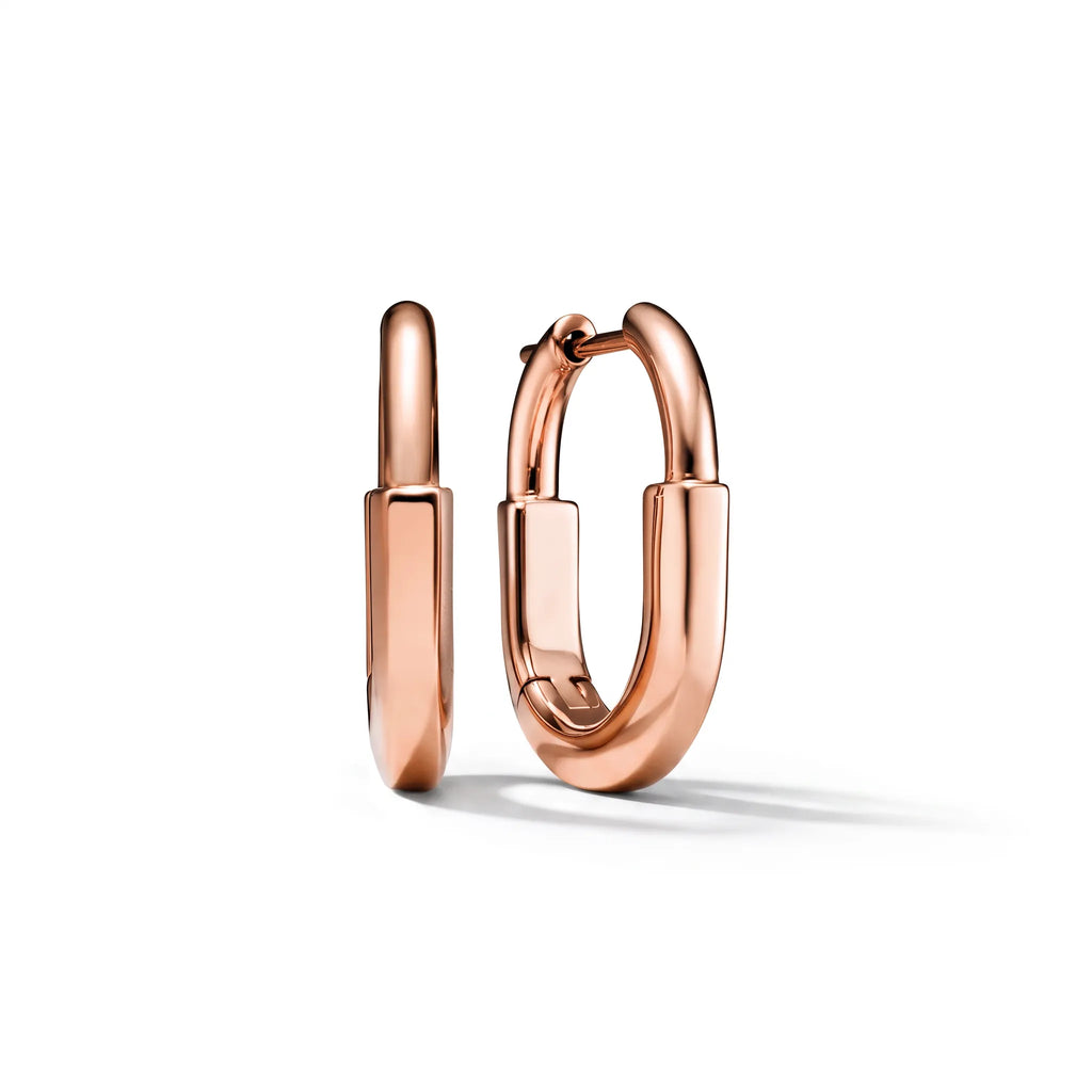 Lock Petite Polished Oval Hoop Earrings