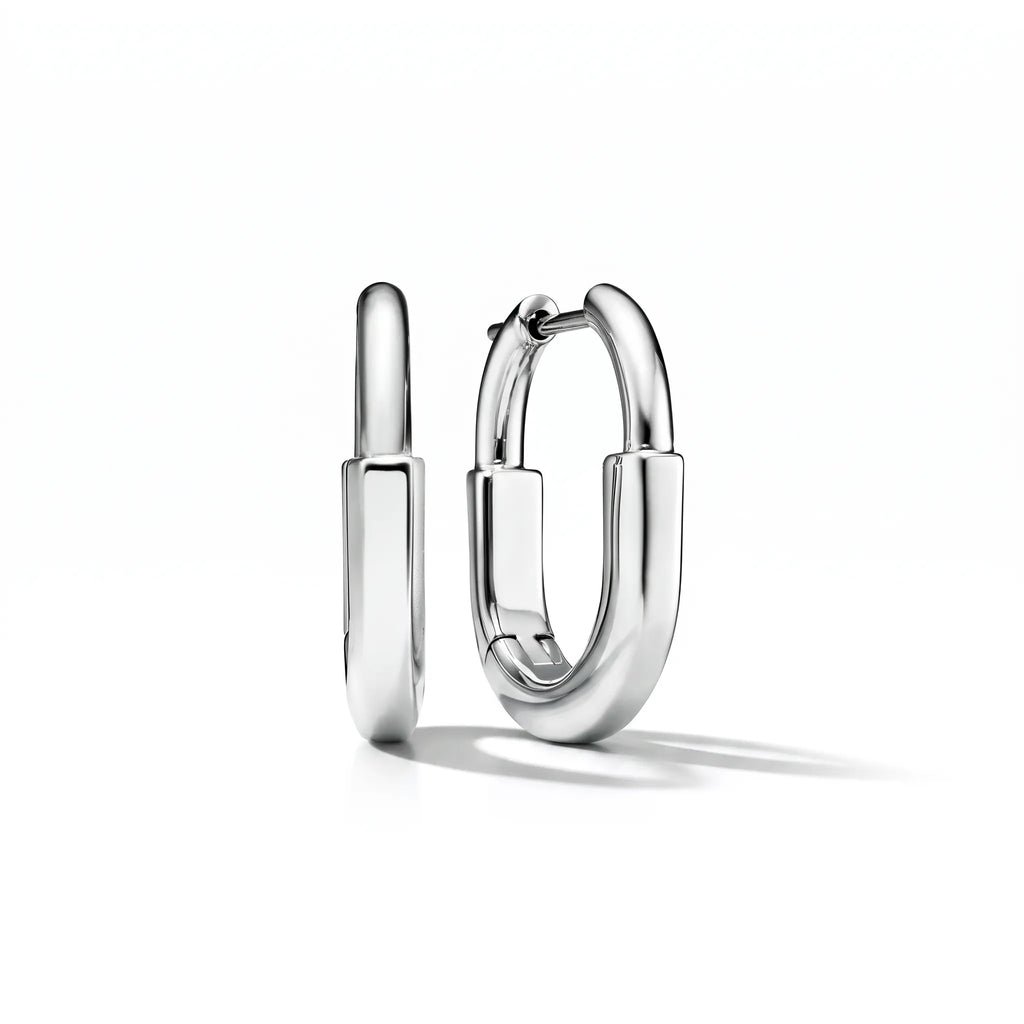 Lock Petite Polished Oval Hoop Earrings