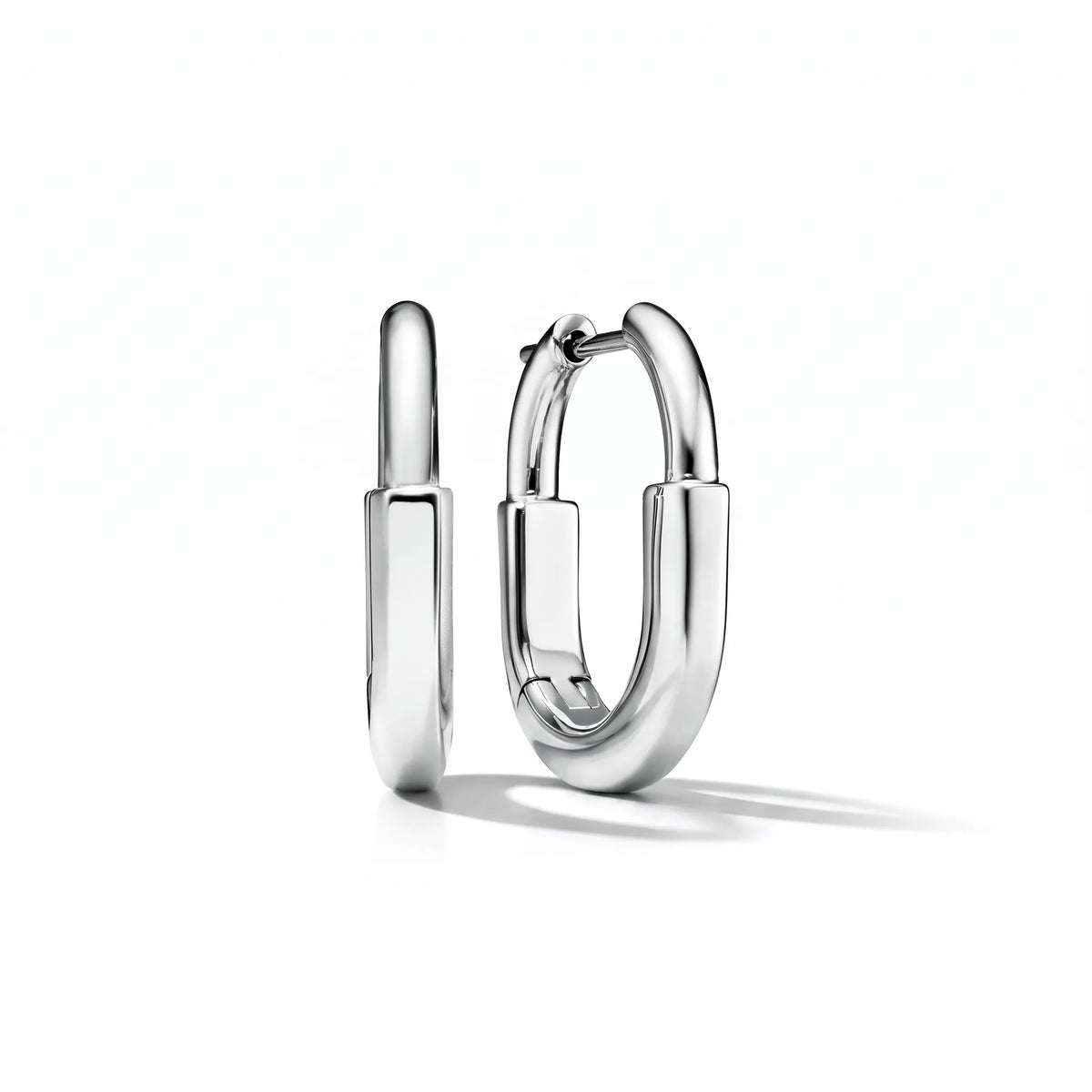 Lock Petite Polished Oval Hoop Earrings