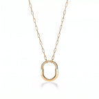 Lock Radiant Pavé Oval Pendant Necklace