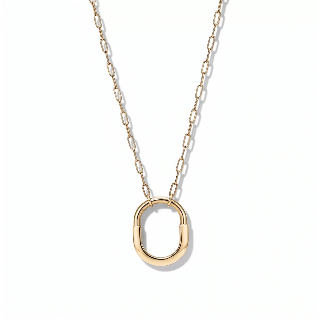 Lock Radiant Pavé Oval Pendant Necklace