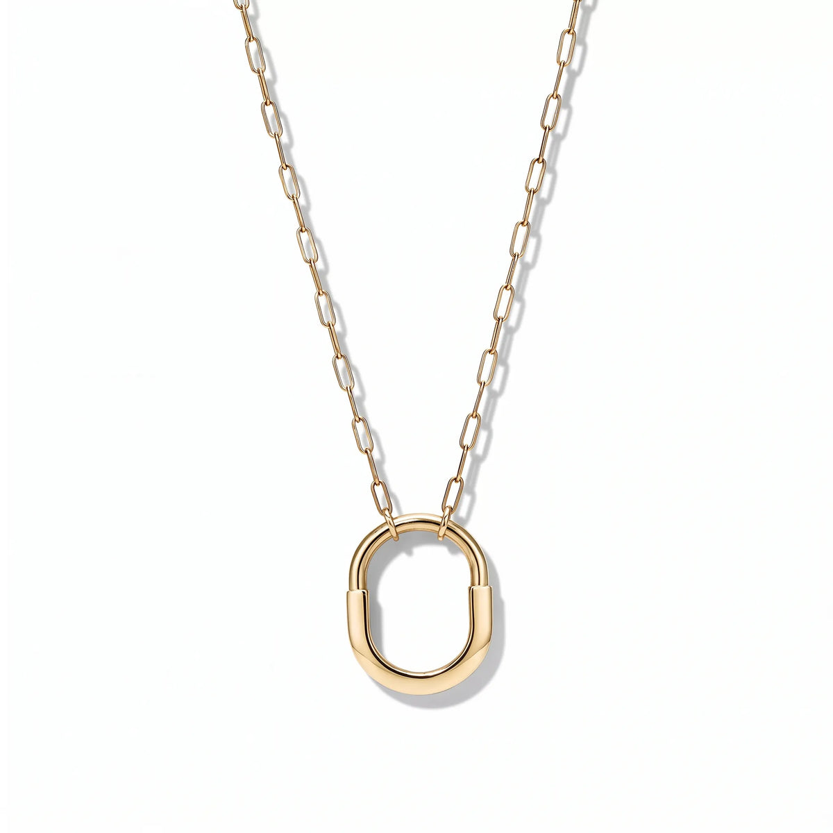 Lock Radiant Pavé Oval Pendant Necklace