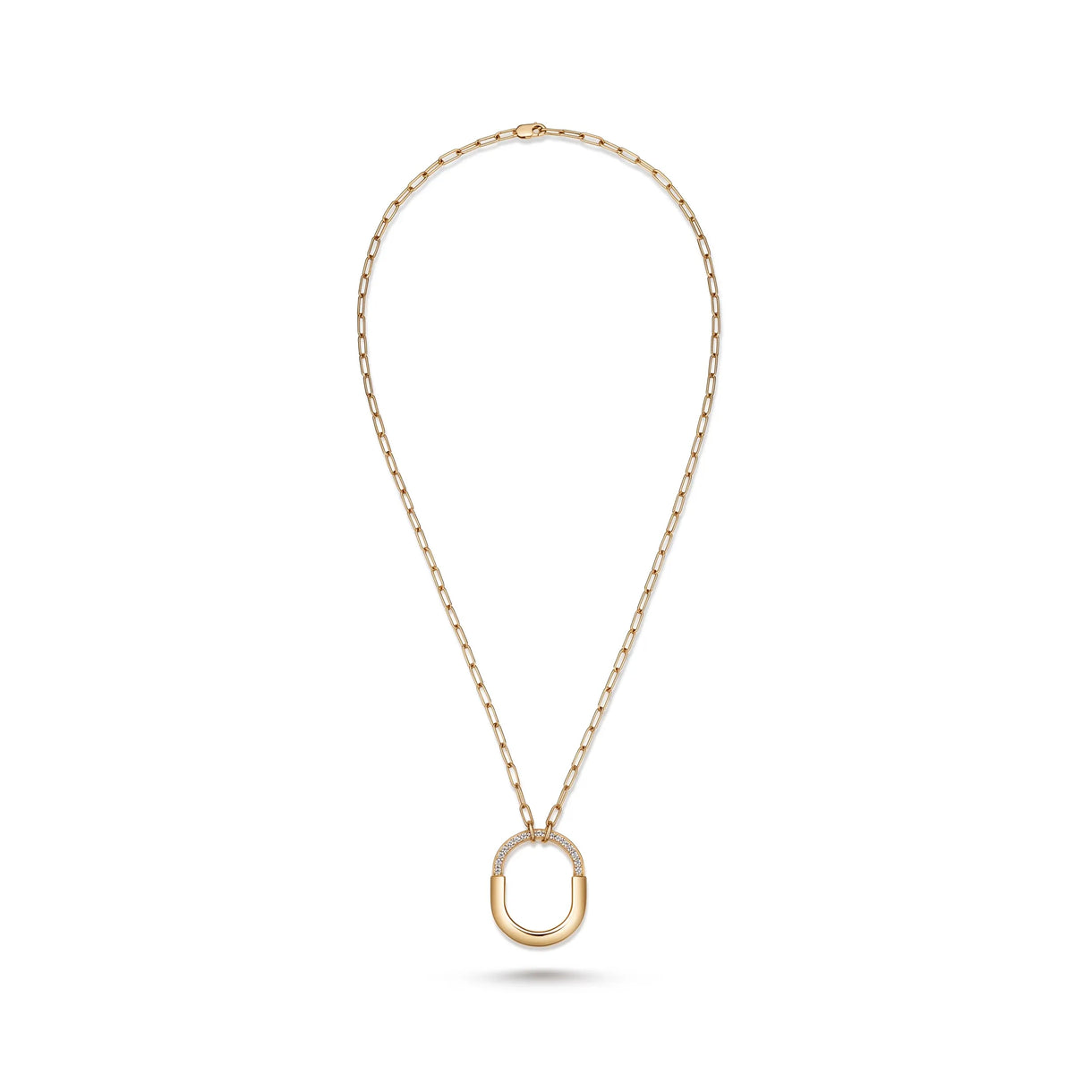 Lock Radiant Pavé Oval Pendant Necklace