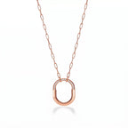 Lock Radiant Pavé Oval Pendant Necklace