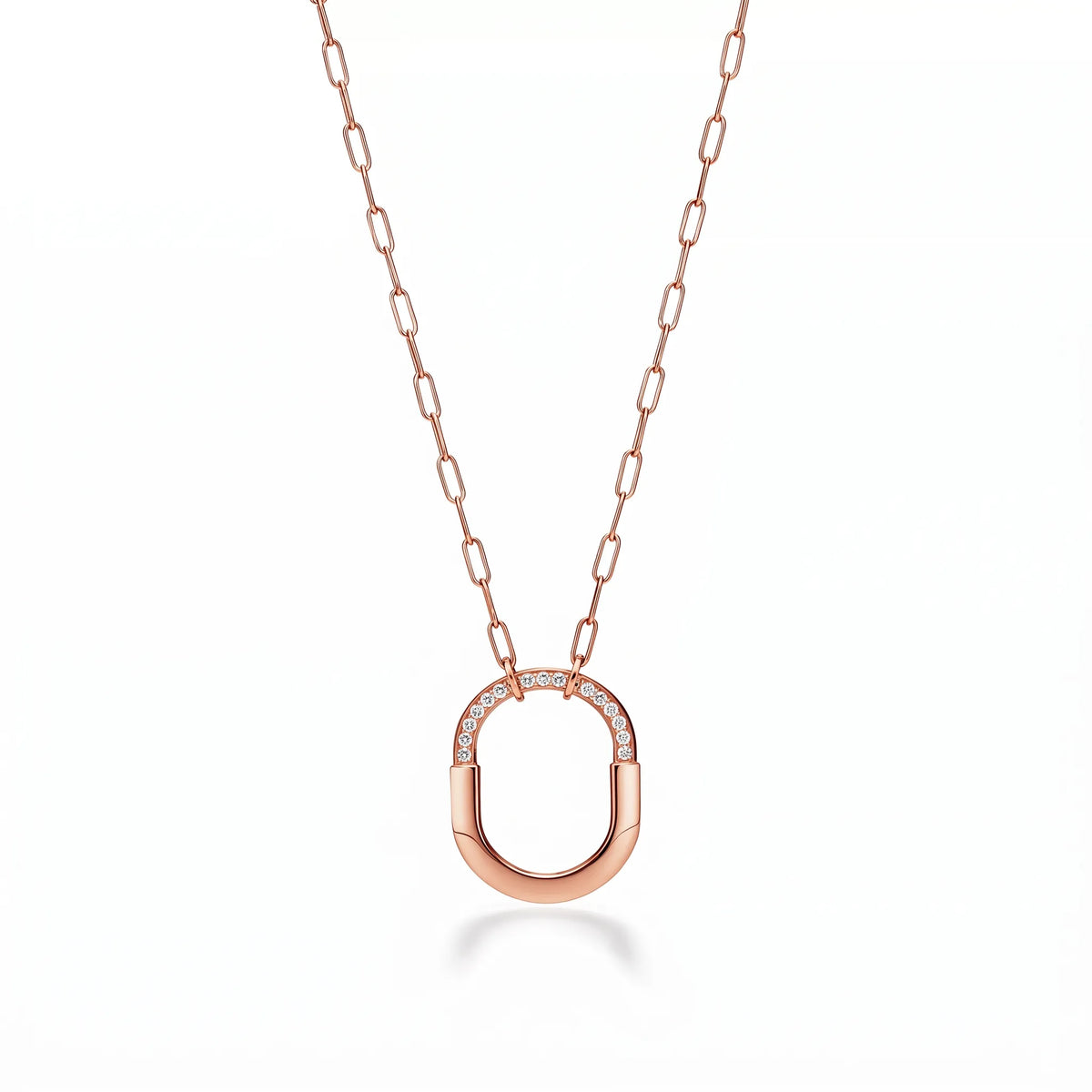 Lock Radiant Pavé Oval Pendant Necklace