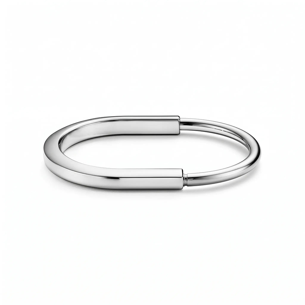 Lock Sleek Polished Oval Bangle