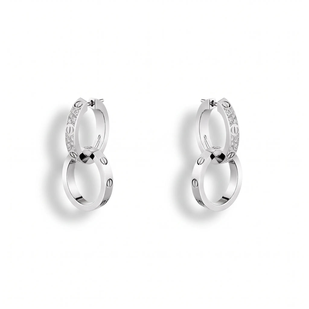 Love Duo Pavé Double Hoop Earrings