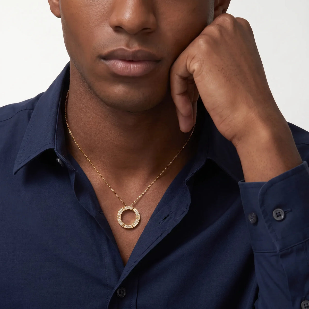 Love Pavé Circle Pendant Necklace