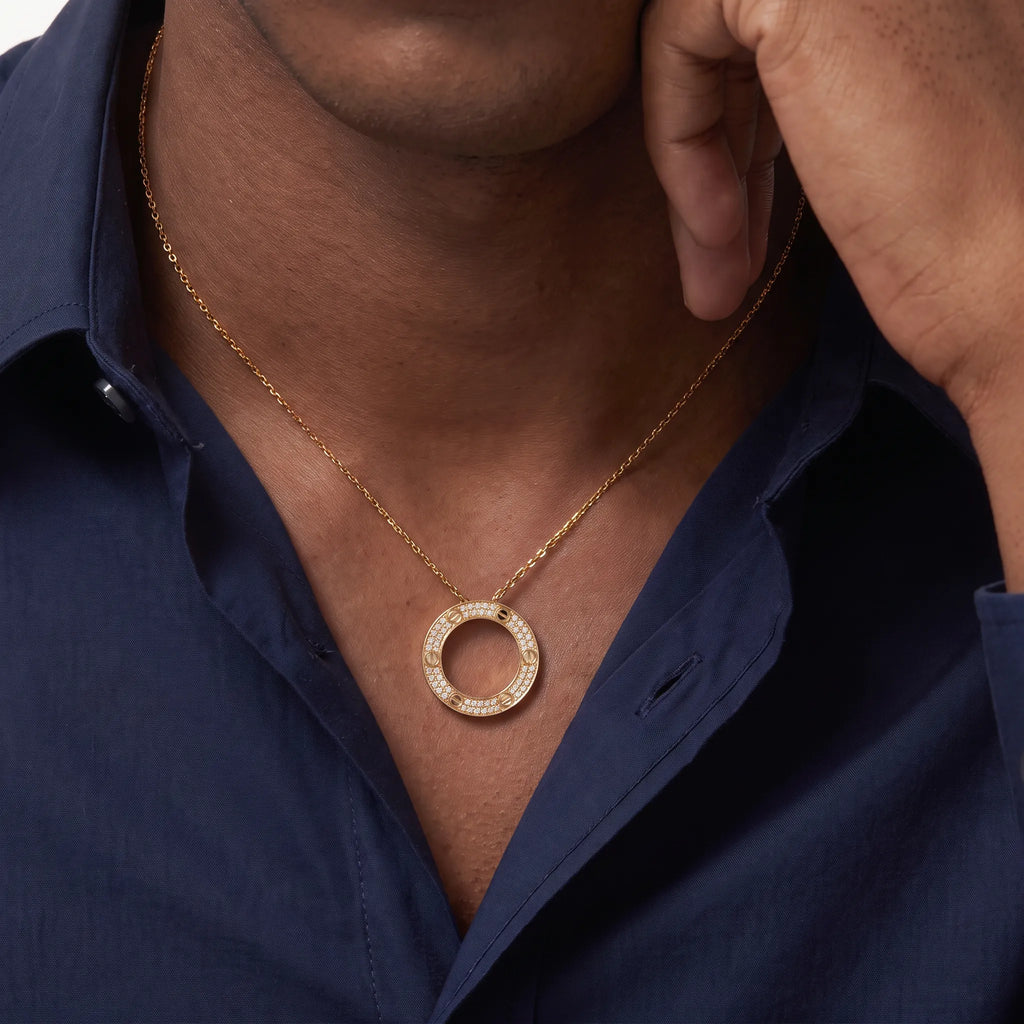 Love Pavé Circle Pendant Necklace