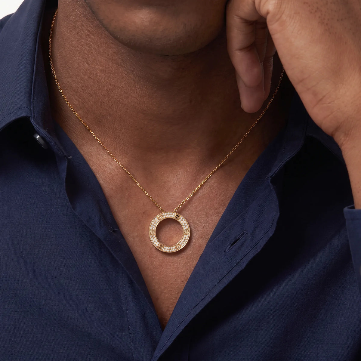 Love Pavé Circle Pendant Necklace