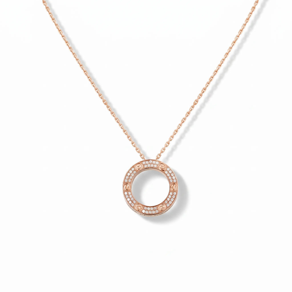Love Pavé Circle Pendant Necklace