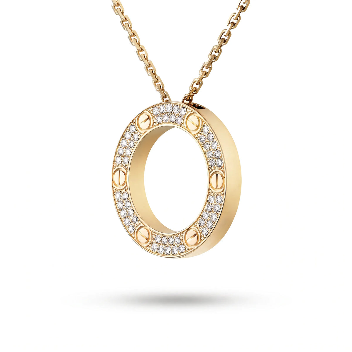 Love Pavé Circle Pendant Necklace