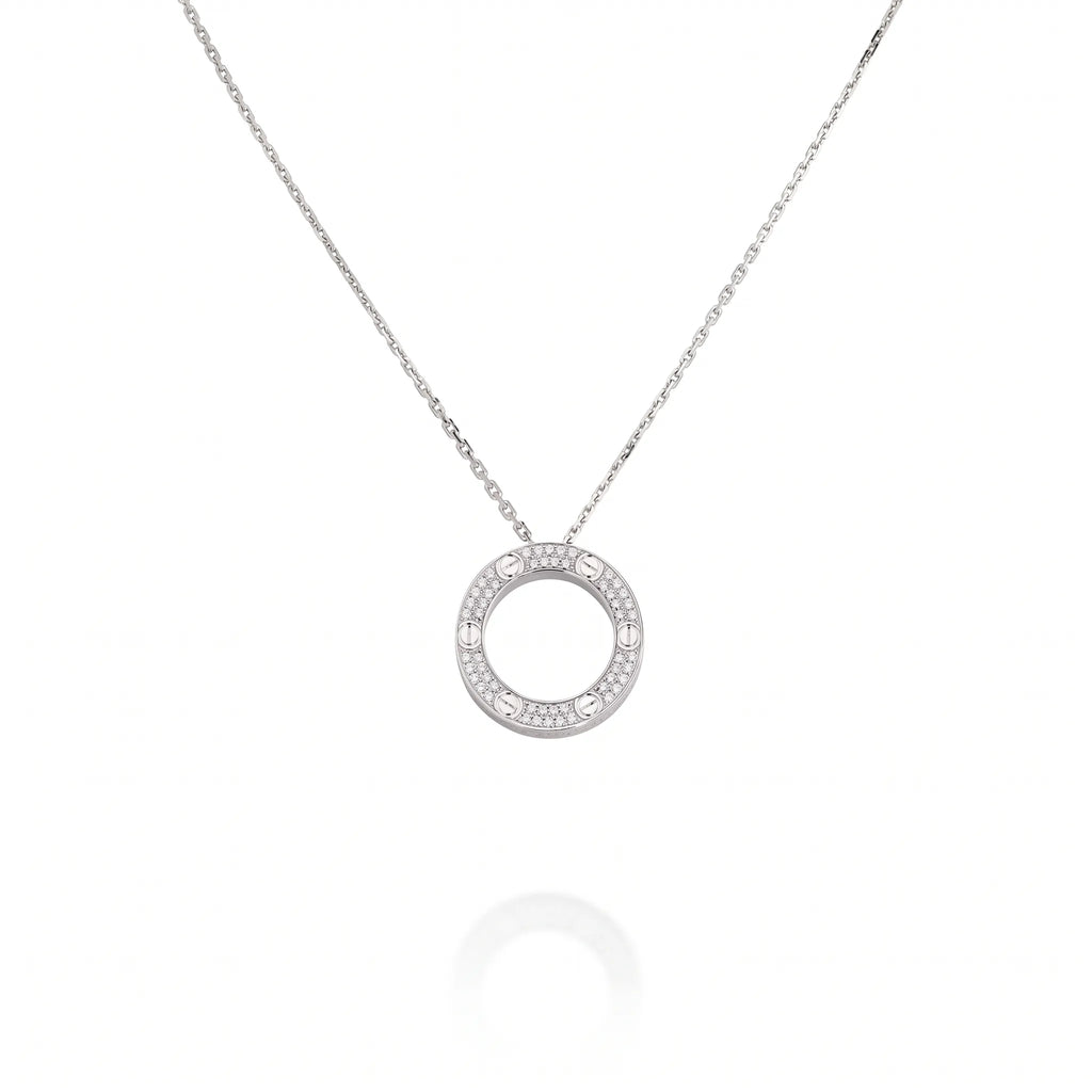 Love Pavé Circle Pendant Necklace