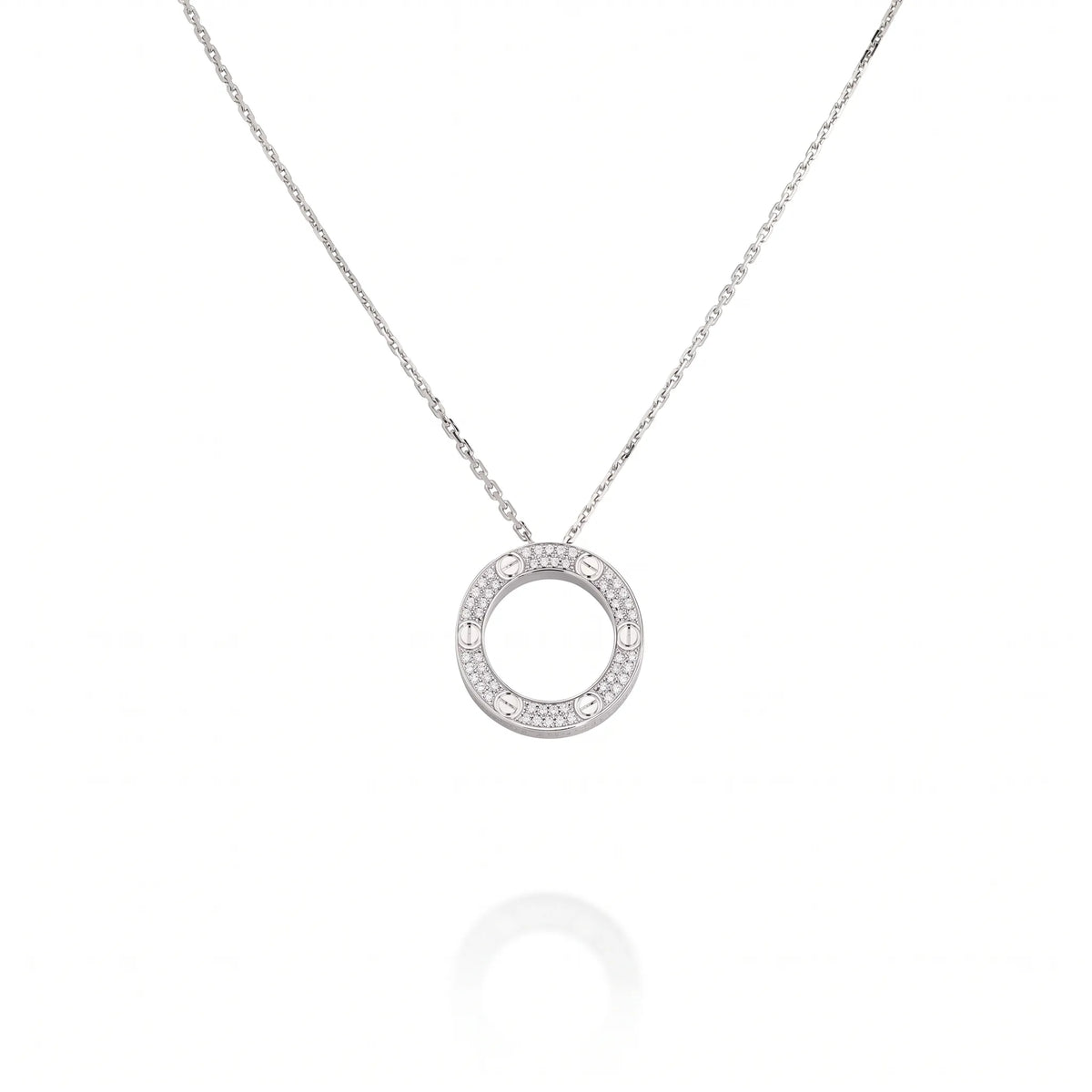 Love Pavé Circle Pendant Necklace