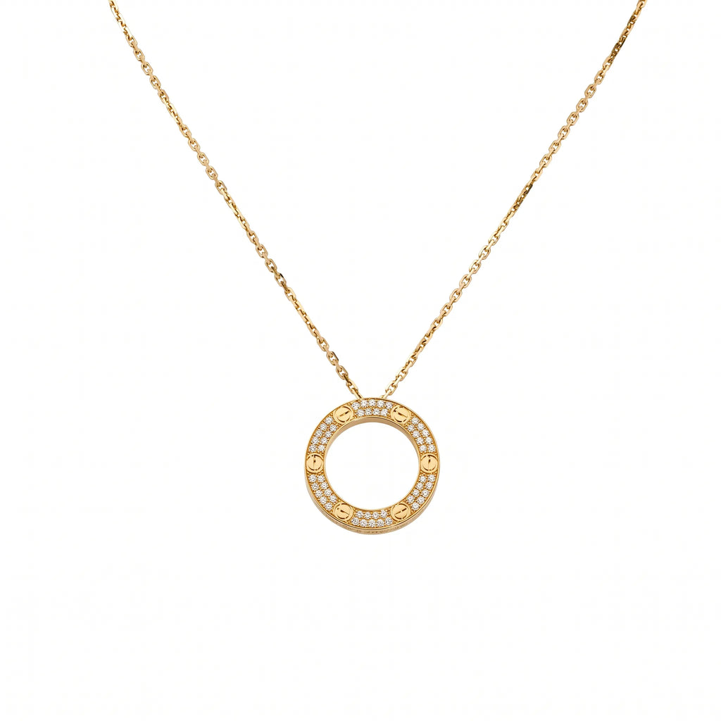 Love Pavé Circle Pendant Necklace