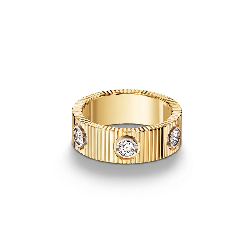 Love Ridged Wide Six Stone Ring