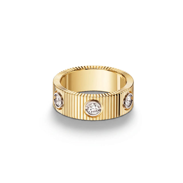 Love Ridged Wide Six Stone Ring