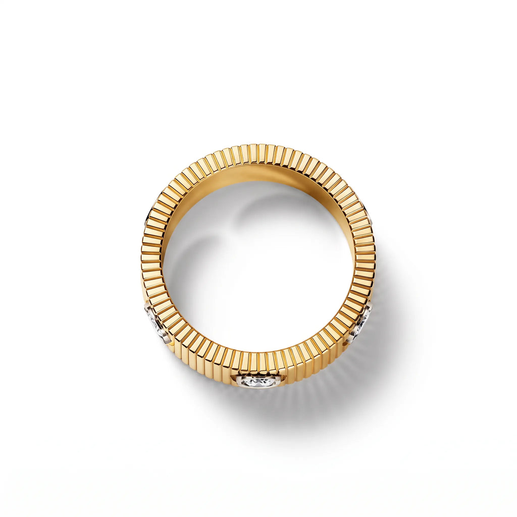 Love Ridged Wide Six Stone Ring