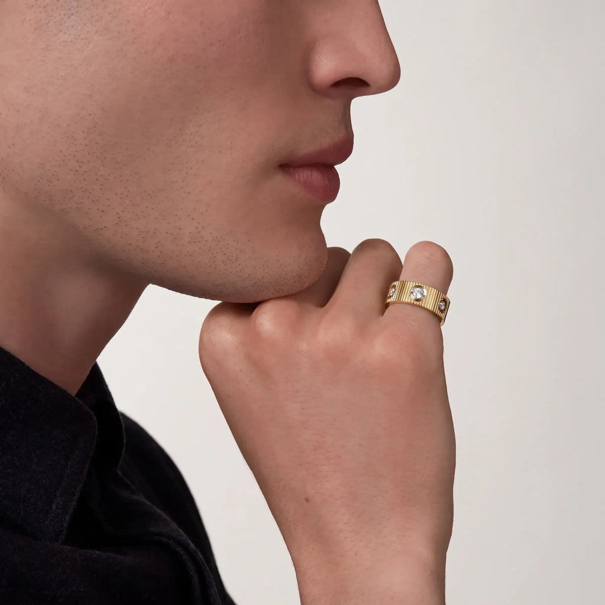 Love Ridged Wide Six Stone Ring