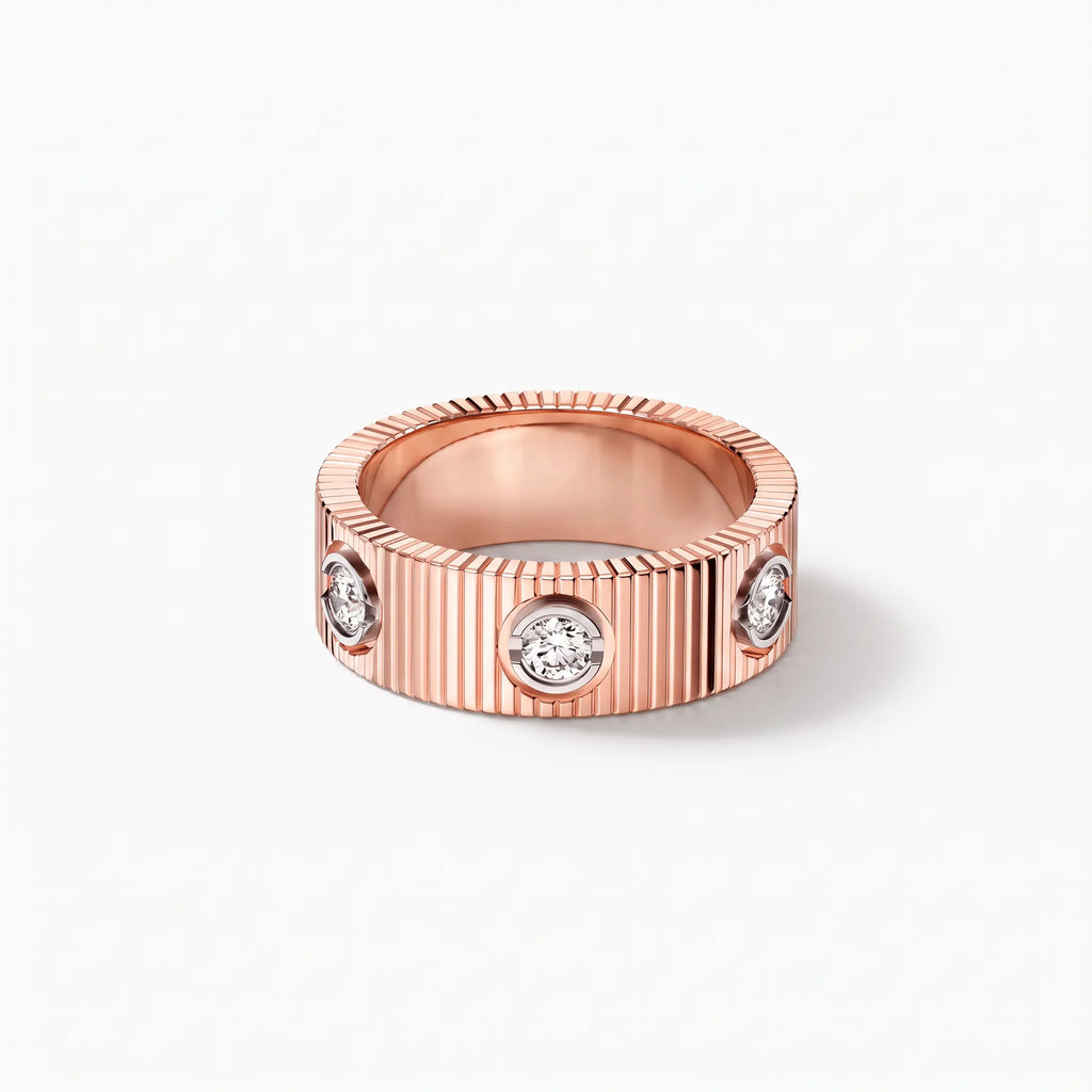 Love Ridged Wide Six Stone Ring