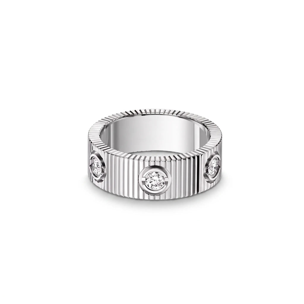 Love Ridged Wide Six Stone Ring