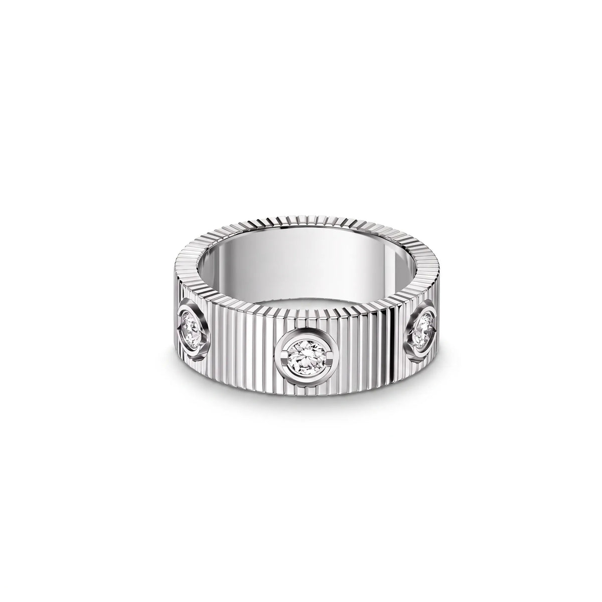 Love Ridged Wide Six Stone Ring