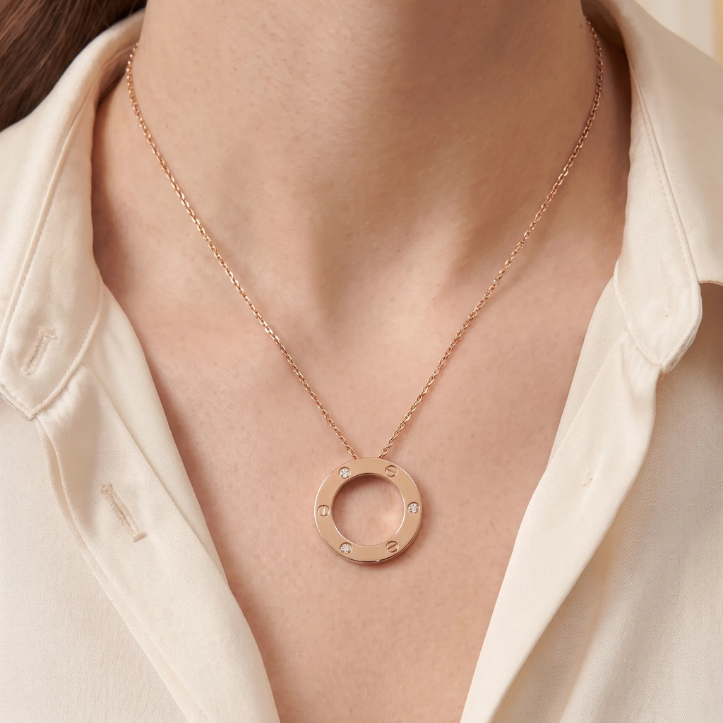Love Three Stone Circle Necklace