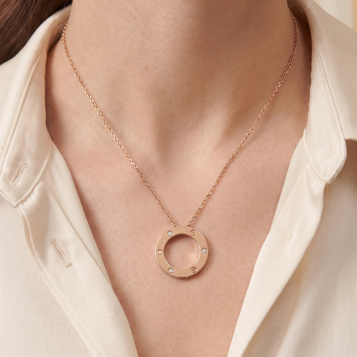 Love Three Stone Circle Necklace