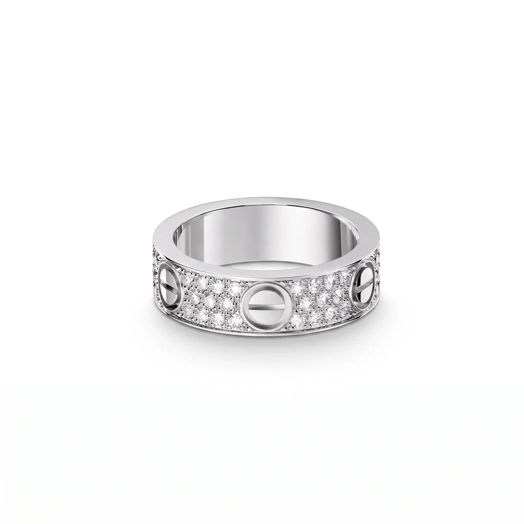 Love Wide Pavé Screw Band Ring