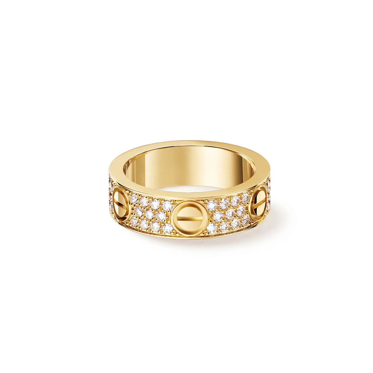Love Wide Pavé Screw Band Ring