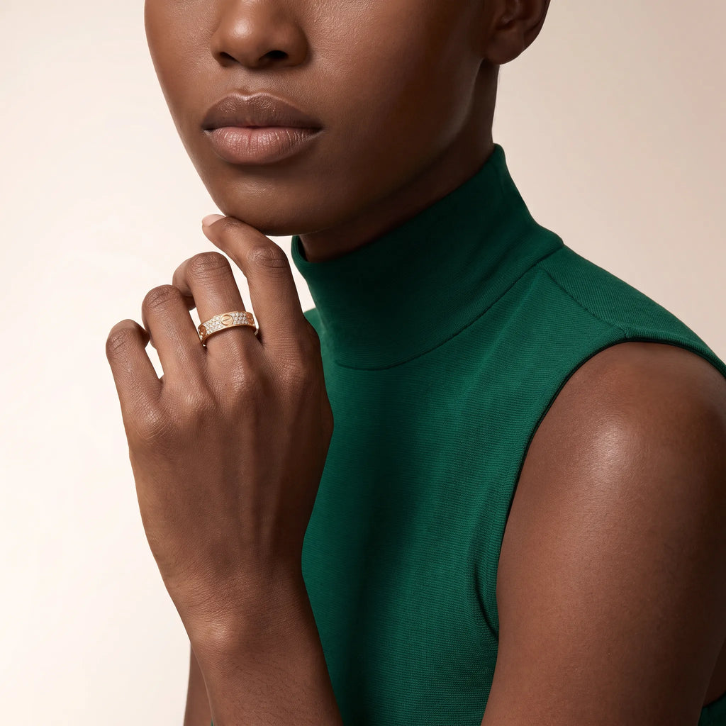 Love Wide Pavé Screw Band Ring