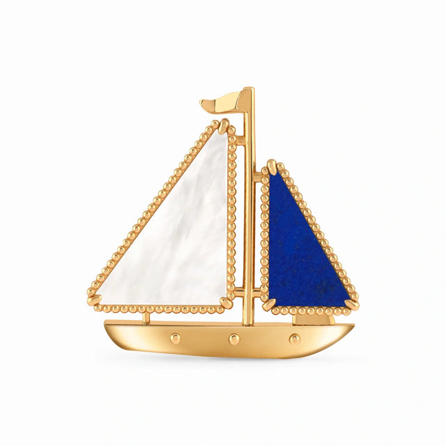 Lucky Spring Blue Sailboat Brooch