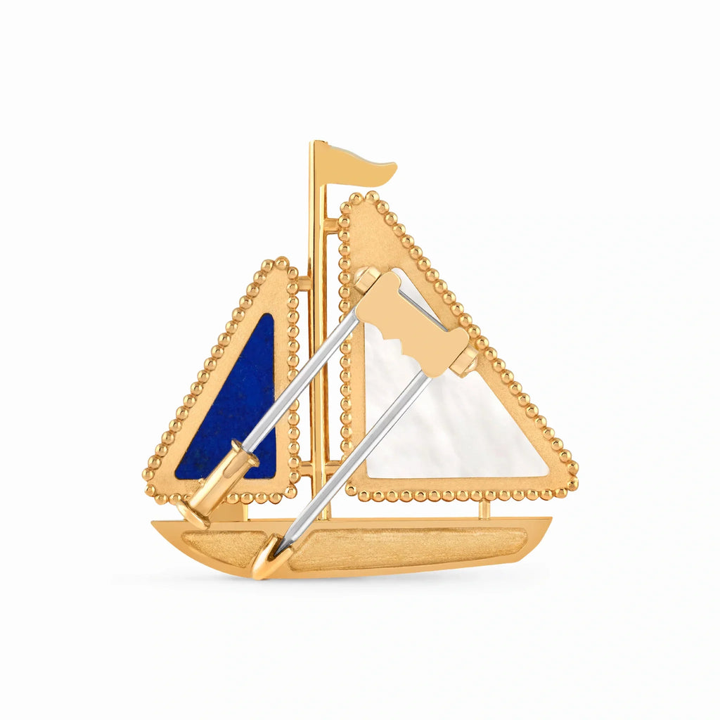 Lucky Spring Blue Sailboat Brooch
