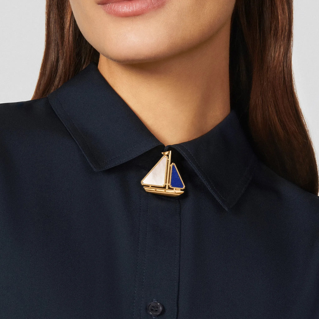 Lucky Spring Blue Sailboat Brooch