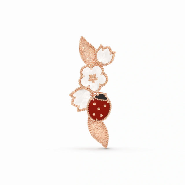 Lucky Spring Ladybug Flower Brooch