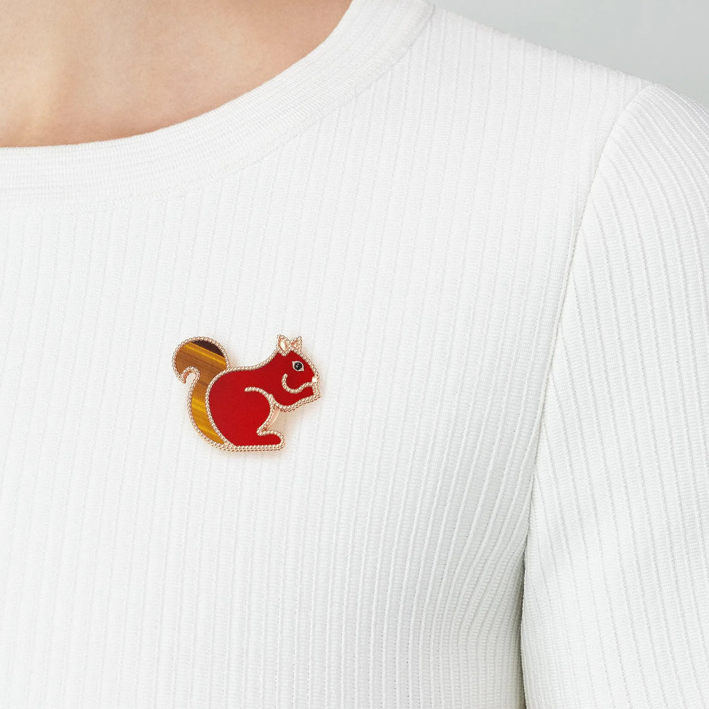 Lucky Spring Red Squirrel Brooch