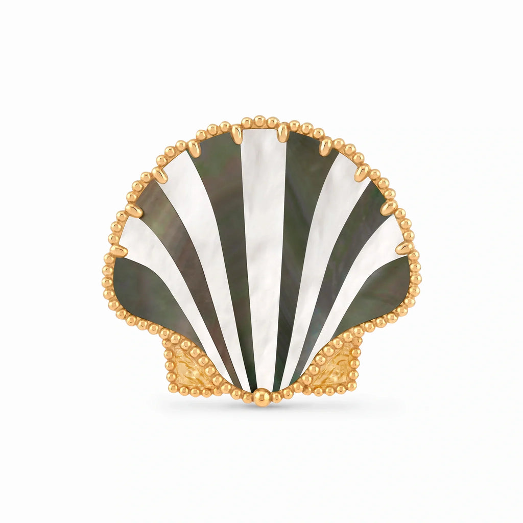 Lucky Spring Seashell Fan Brooch
