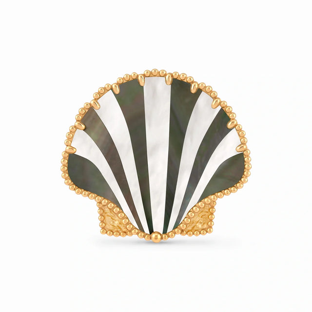 Lucky Spring Seashell Fan Brooch