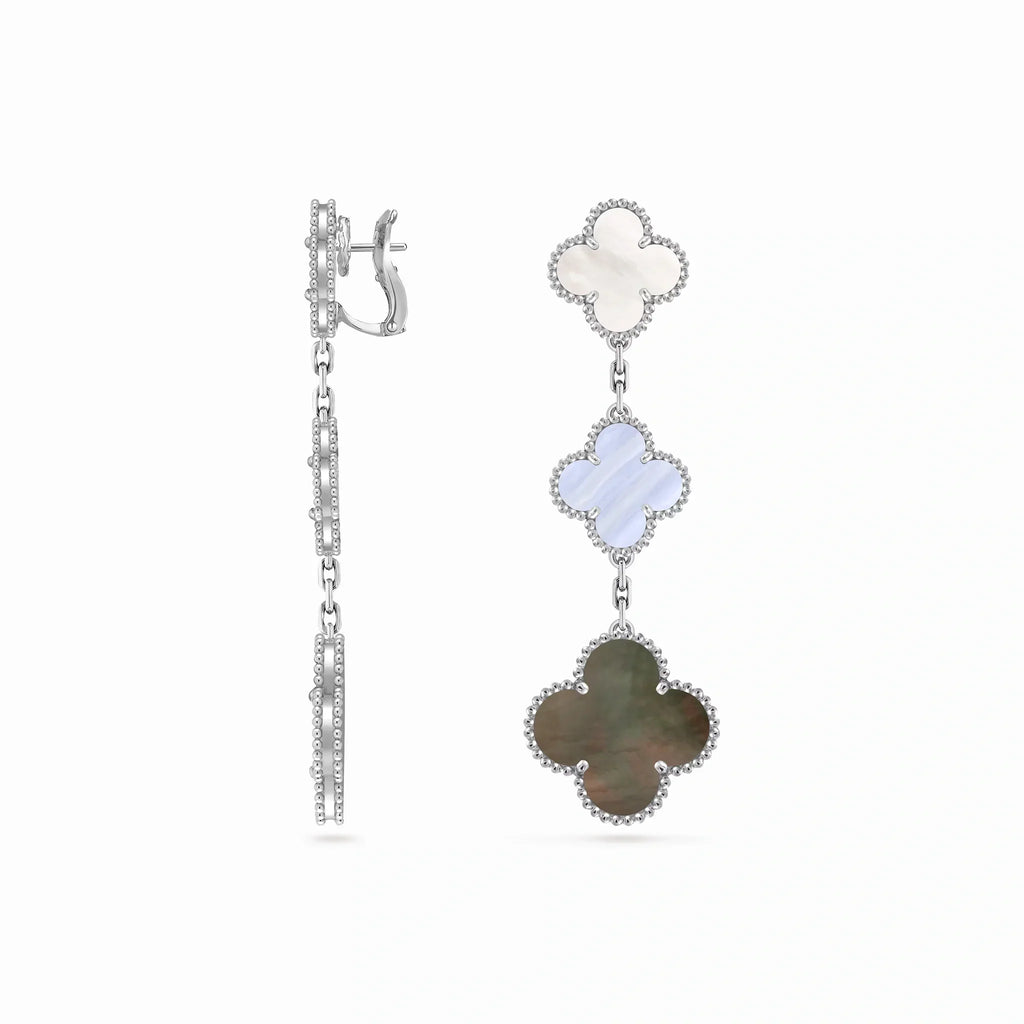 Magic Alhambra Contrast Clover Drop Earrings