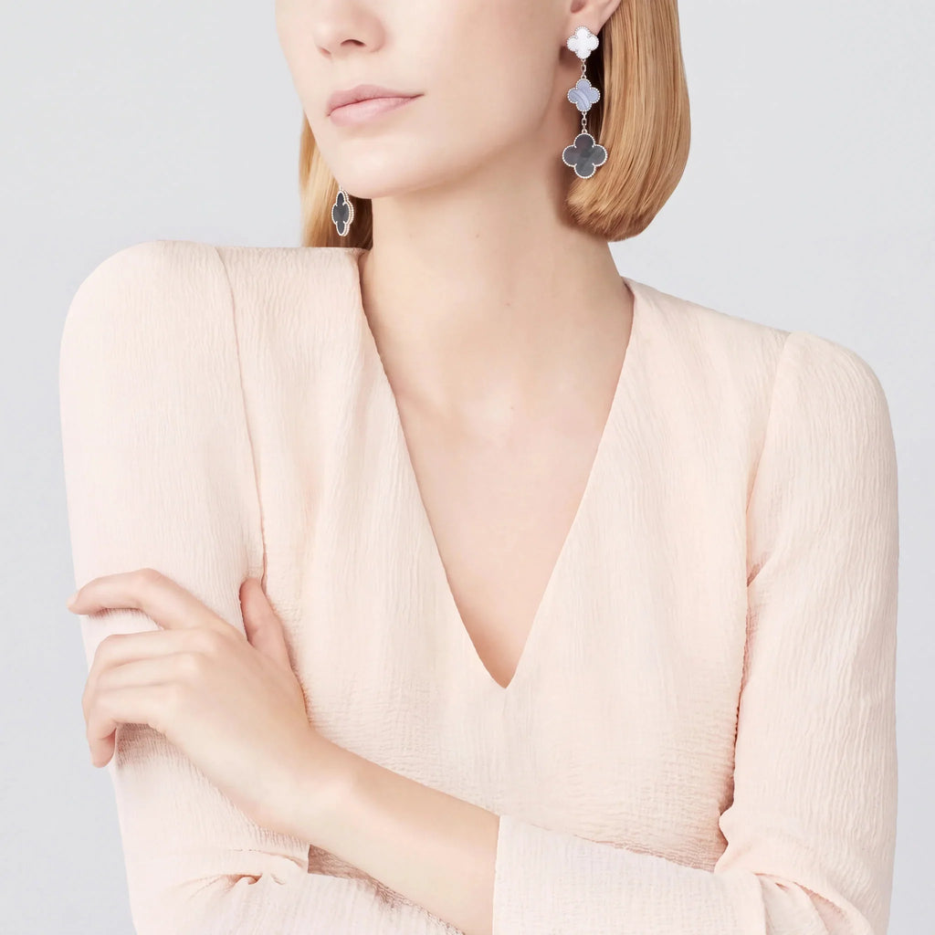 Magic Alhambra Contrast Clover Drop Earrings