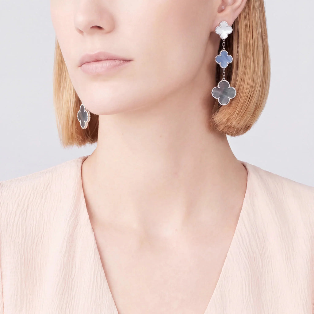 Magic Alhambra Contrast Clover Drop Earrings